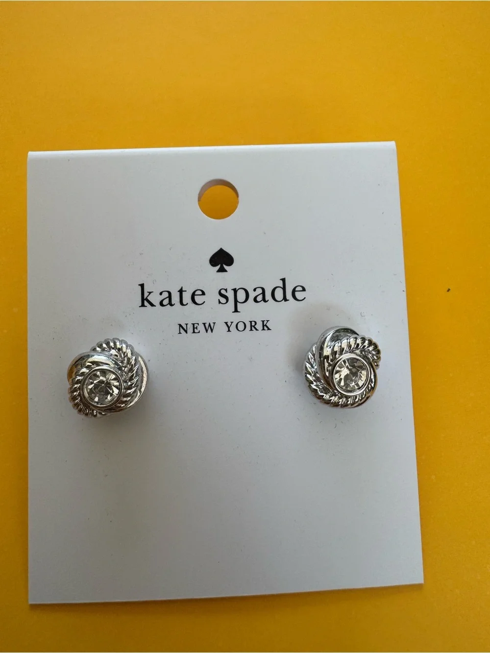 kate spade Silver Crystal Knot Stud Earrings